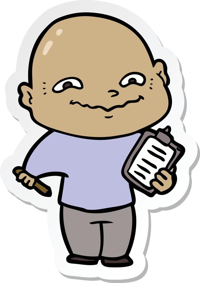 sticker of a cartoon nervous man vector