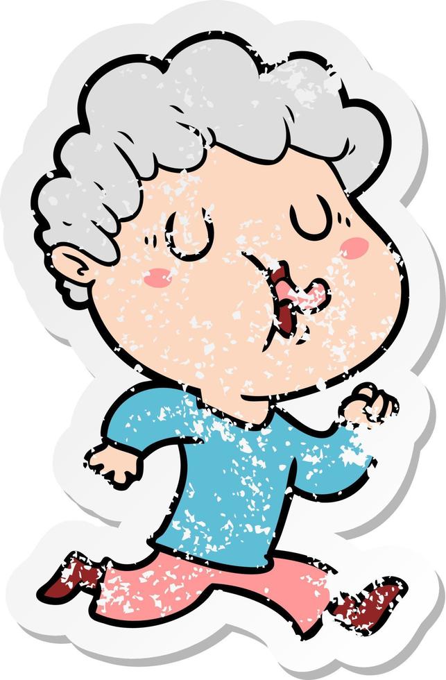 distressed sticker of a cartoon man singing vector
