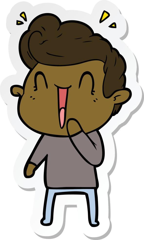sticker of a cartoon excited man vector