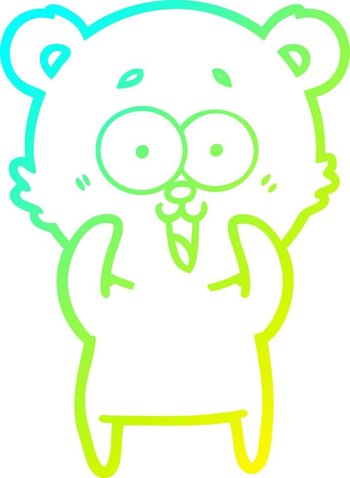 cold gradient line drawing laughing teddy  bear cartoon vector