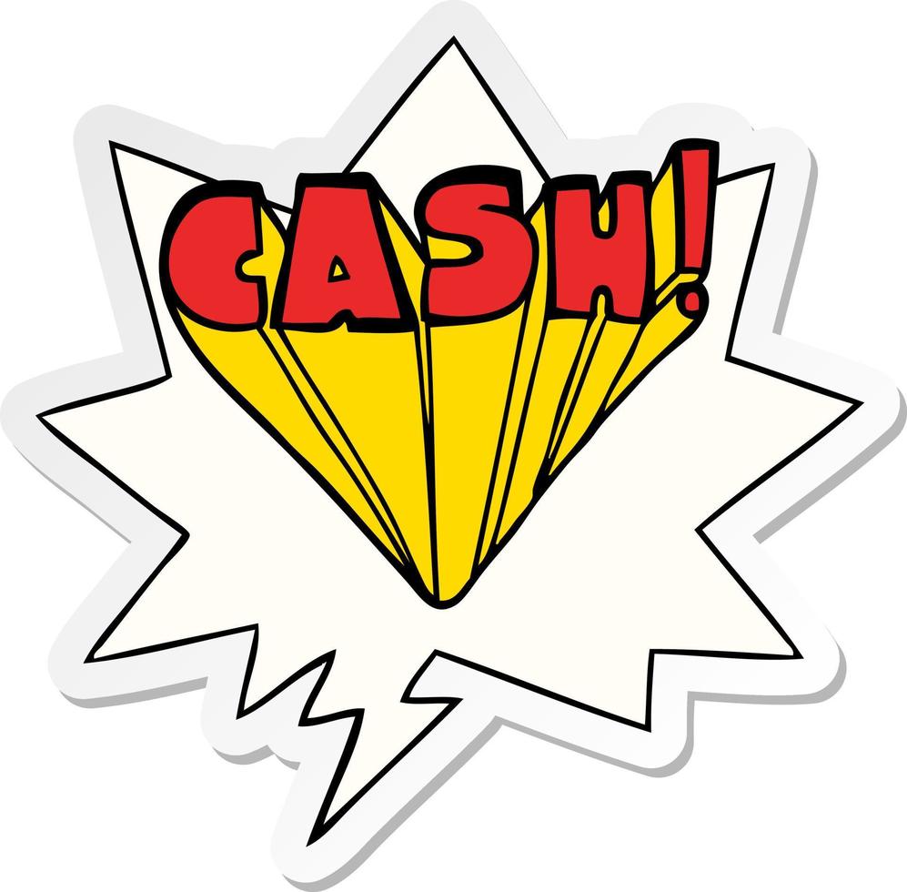 cartoon word cash and speech bubble sticker vector