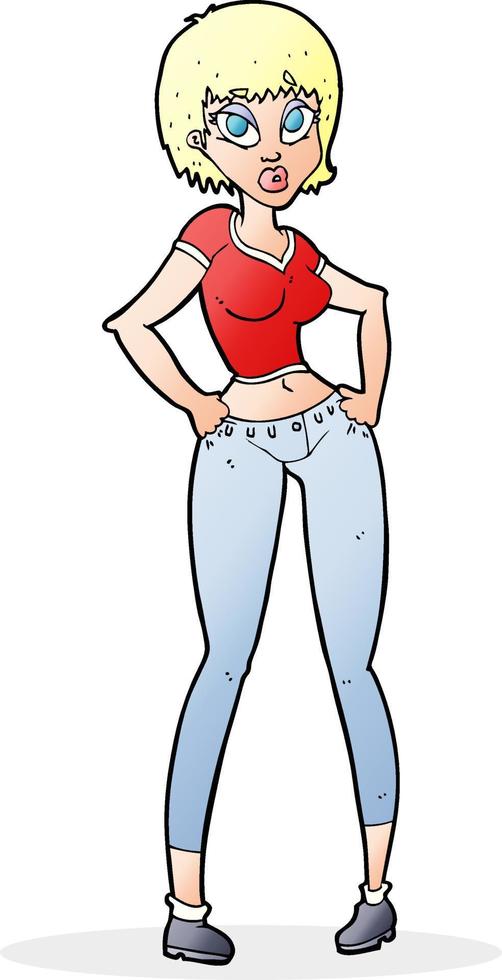 cartoon pretty woman vector