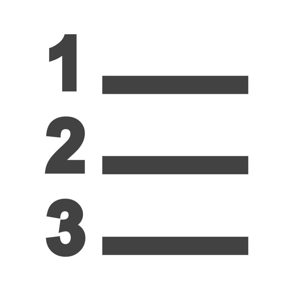 Numbered List Glyph Black Icon vector