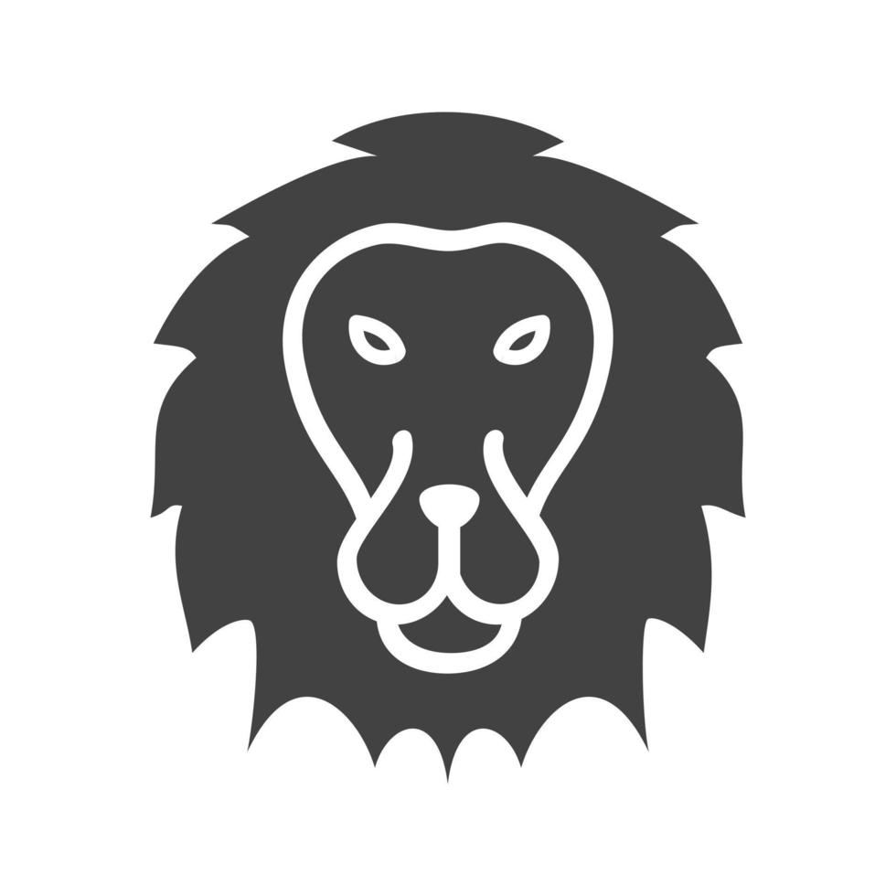 Lion Face Glyph Black Icon vector