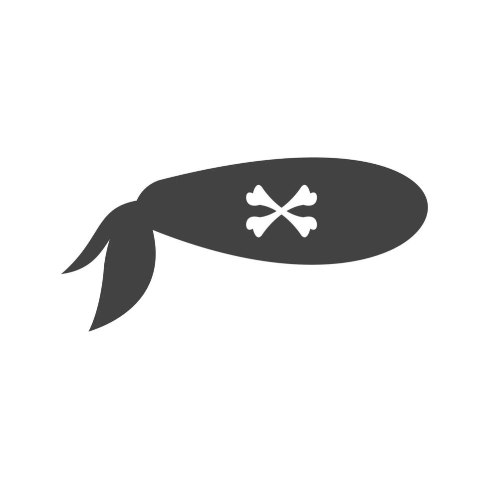 pirata bandana glifo icono negro vector