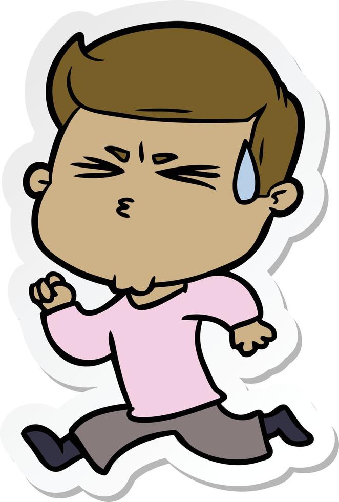 sticker of a cartoon man sweating vector