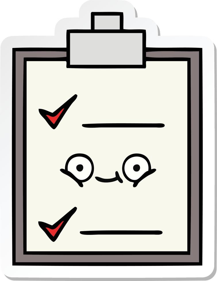 sticker of a cute cartoon check list vector