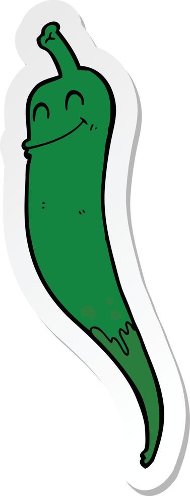 sticker of a cartoon chili pepper vector