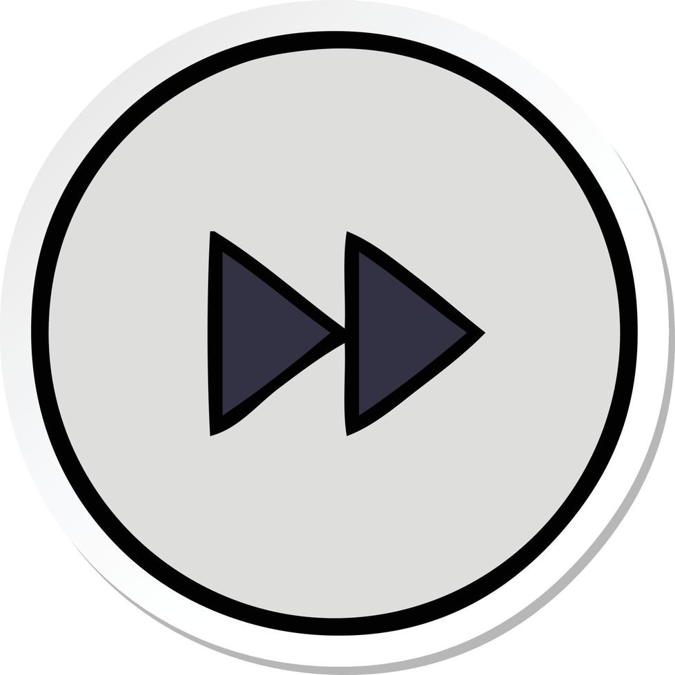 sticker of a cute cartoon fast forward button vector