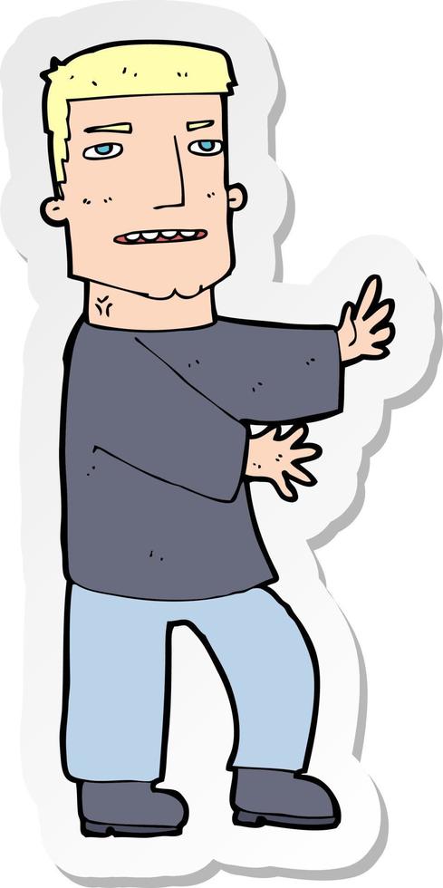 sticker of a cartoon man gesturing vector