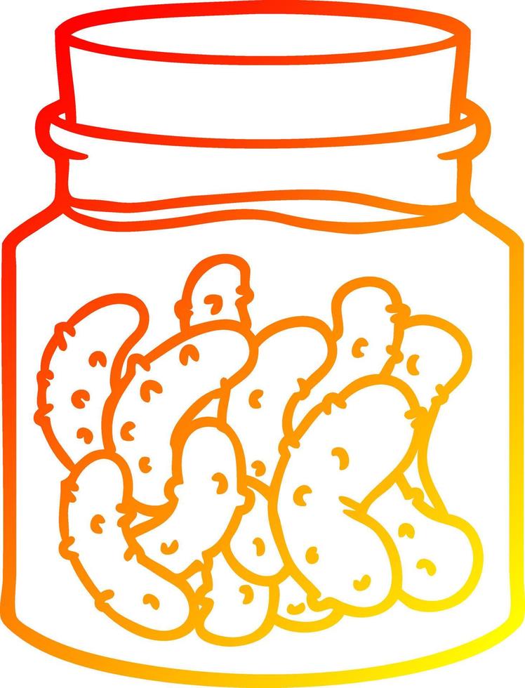 warm gradient line drawing cartoon pickled gherkins vector