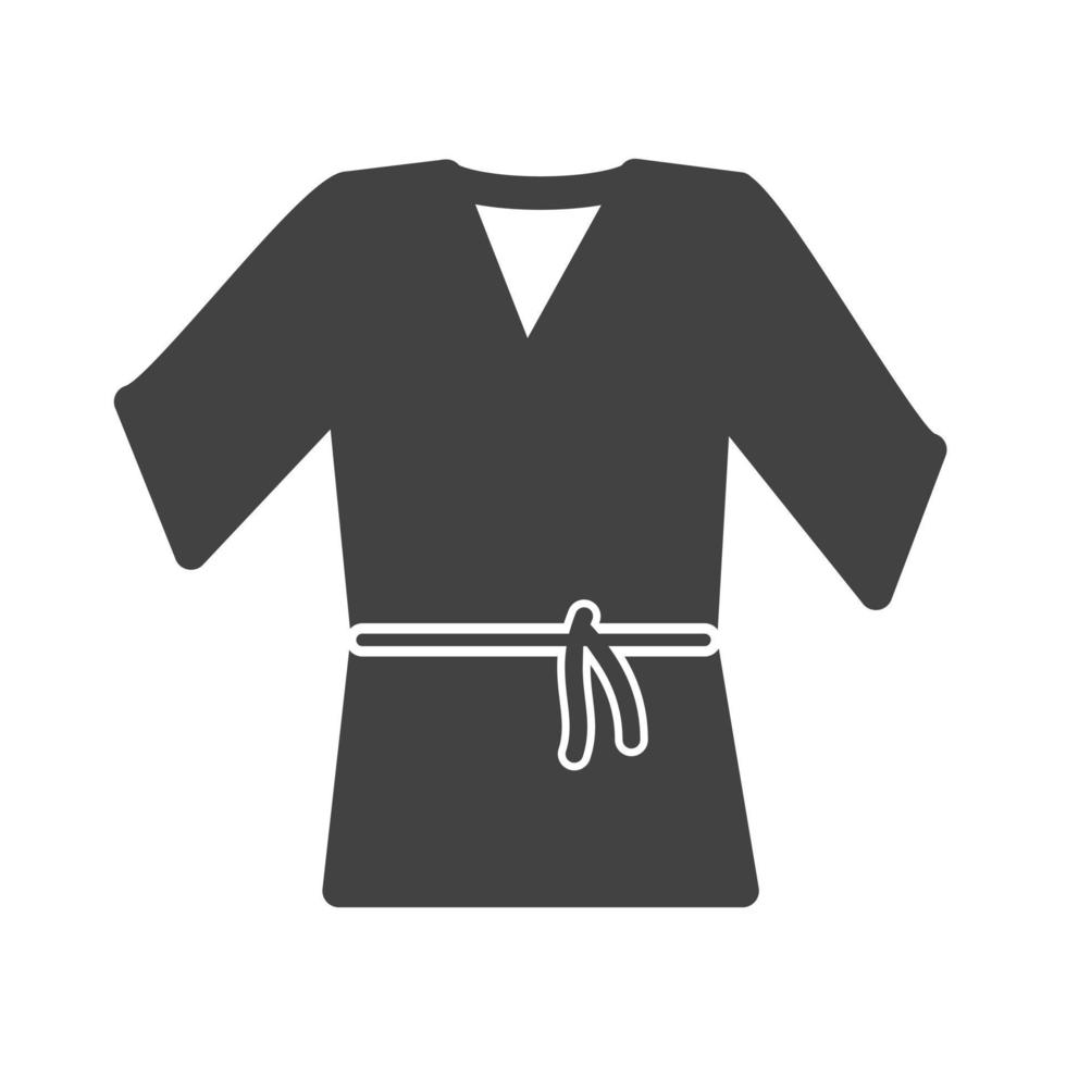 bata de karate glifo icono negro vector
