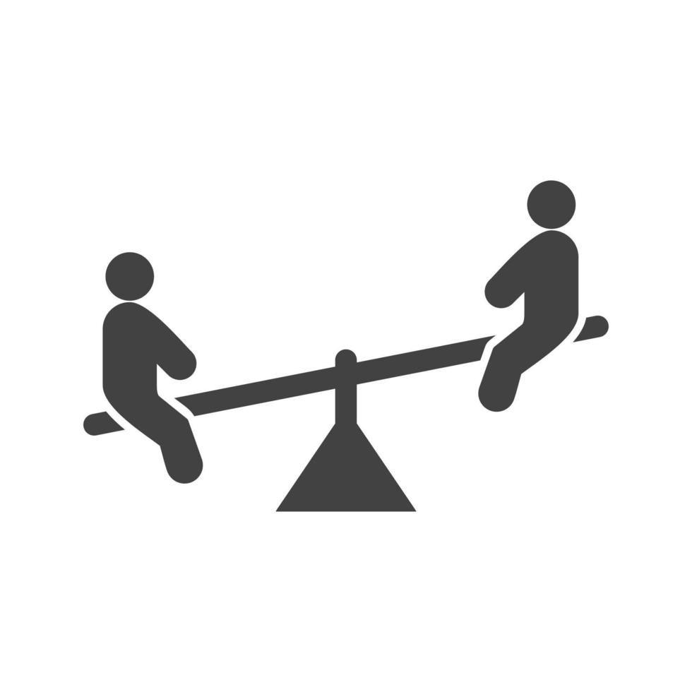 Sitting on Seesaw Glyph Black Icon vector