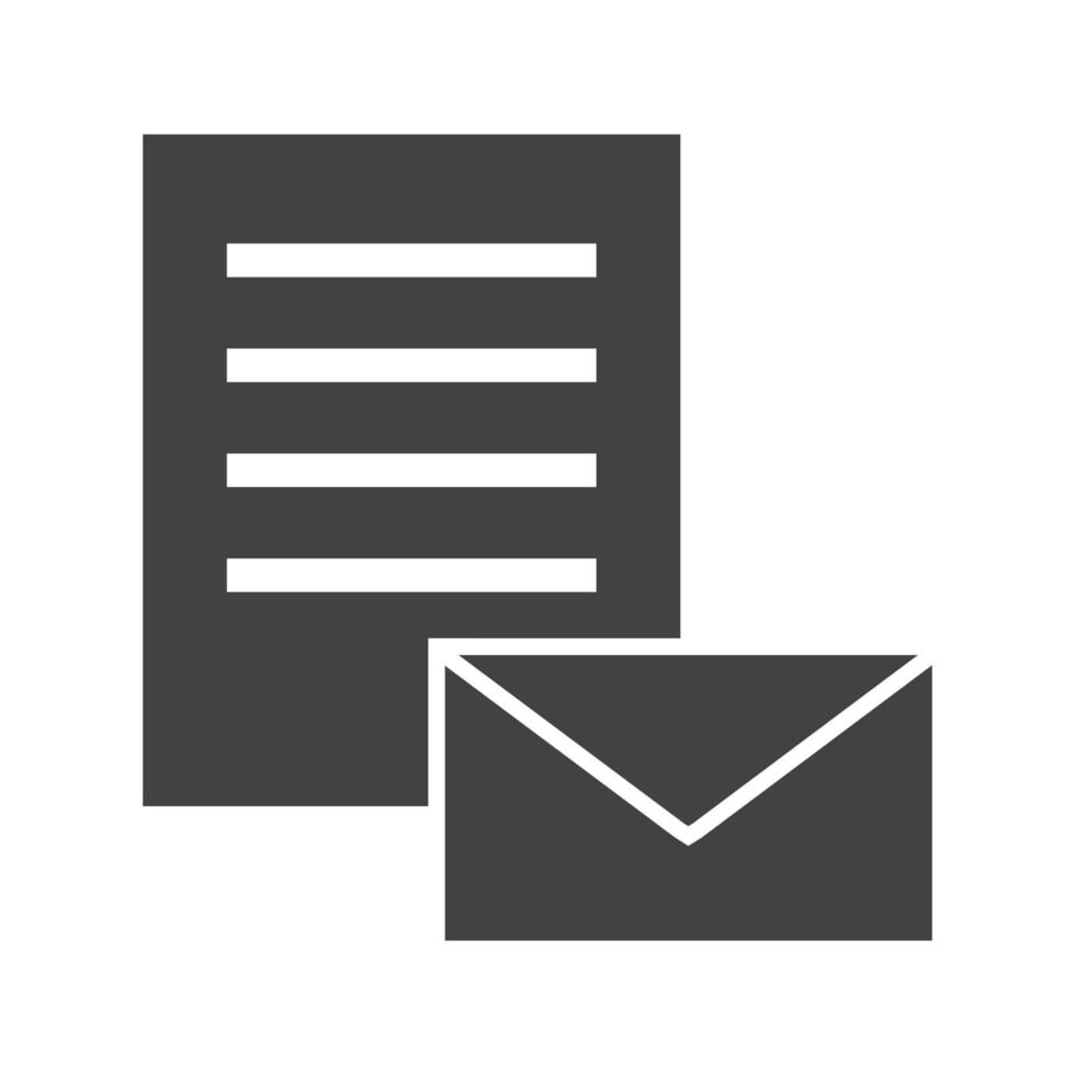 Email Documents Glyph Black Icon vector