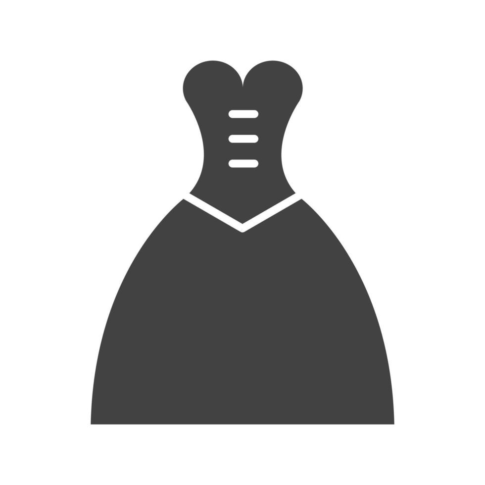 vestido de mujer glifo icono negro vector