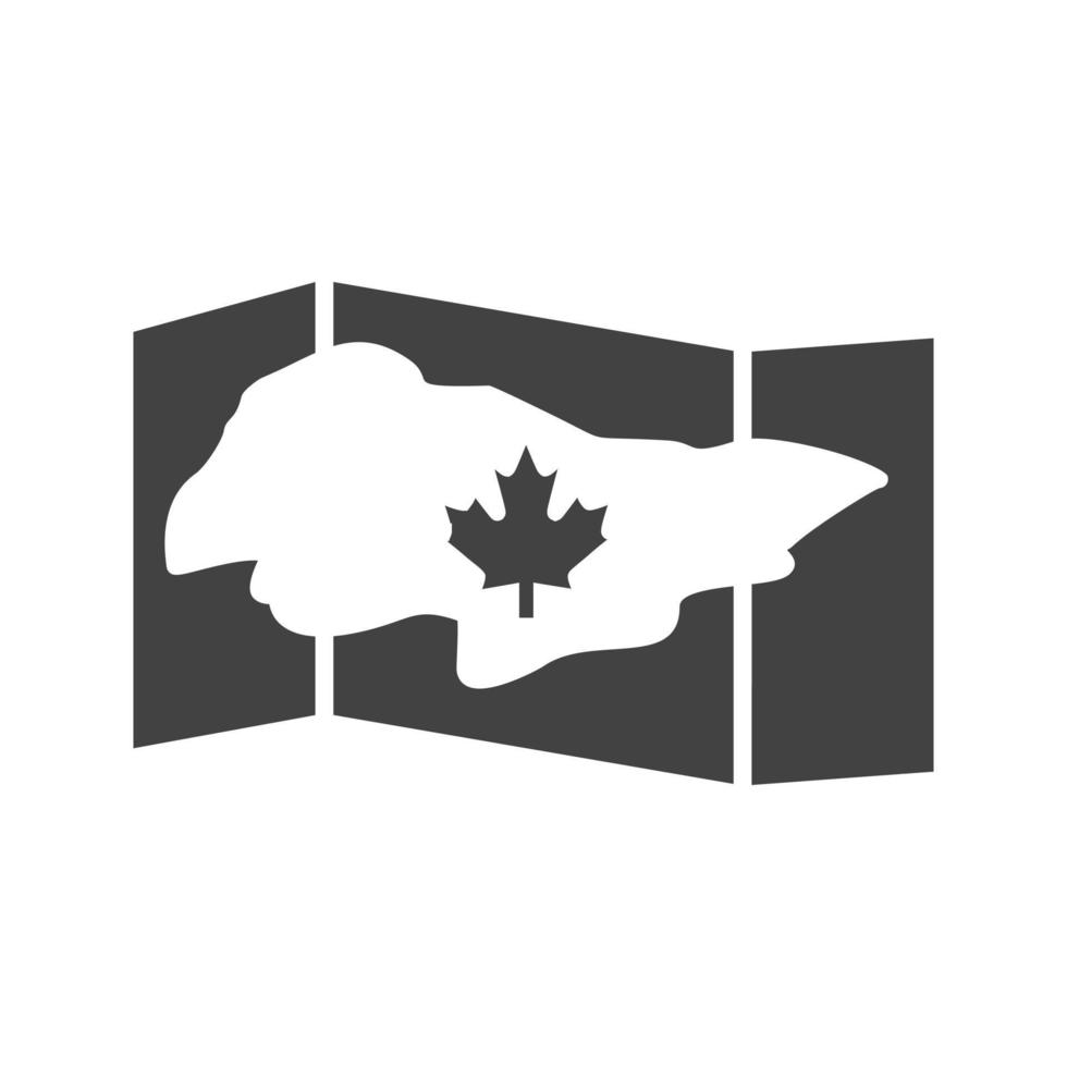 mapa de canadá glifo icono negro vector