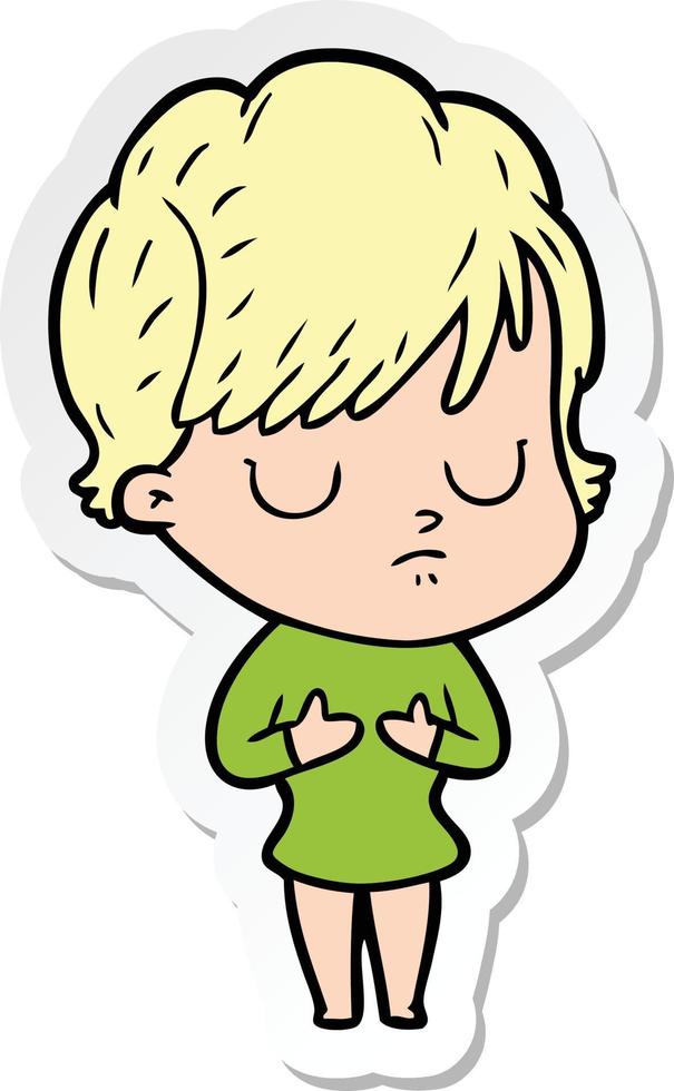 sticker of a cartoon woman vector