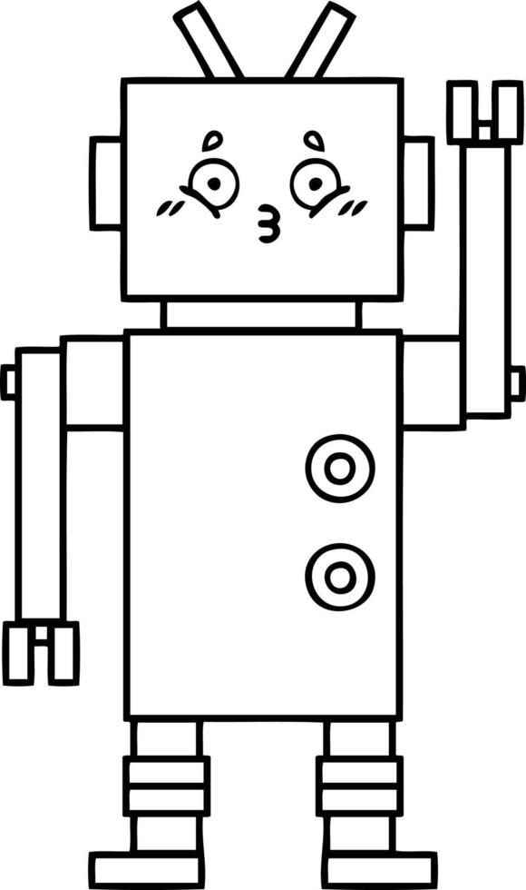 line drawing cartoon robot vector