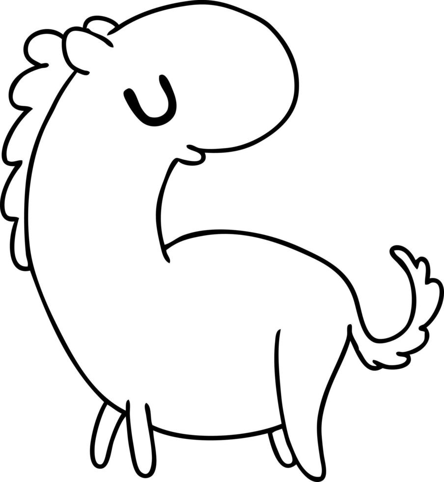 line drawing kawaii of a cute horse vector