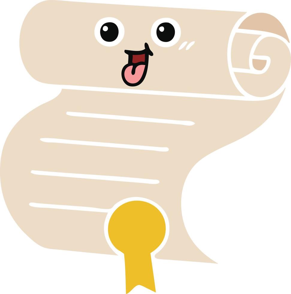flat color retro cartoon contract vector