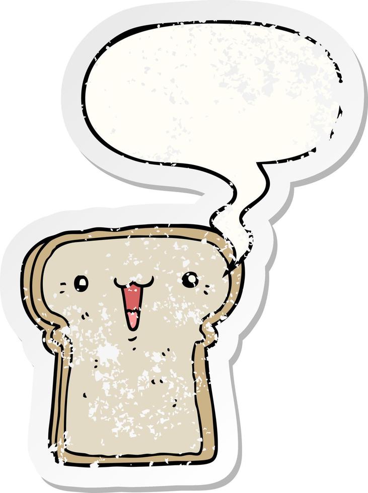 cute cartoon drawing and speech bubble distressed sticker vector