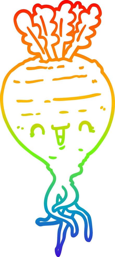 rainbow gradient line drawing cartoon turnip vector