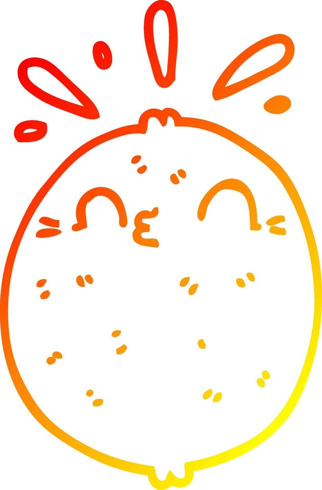 warm gradient line drawing cute cartoon lemon vector