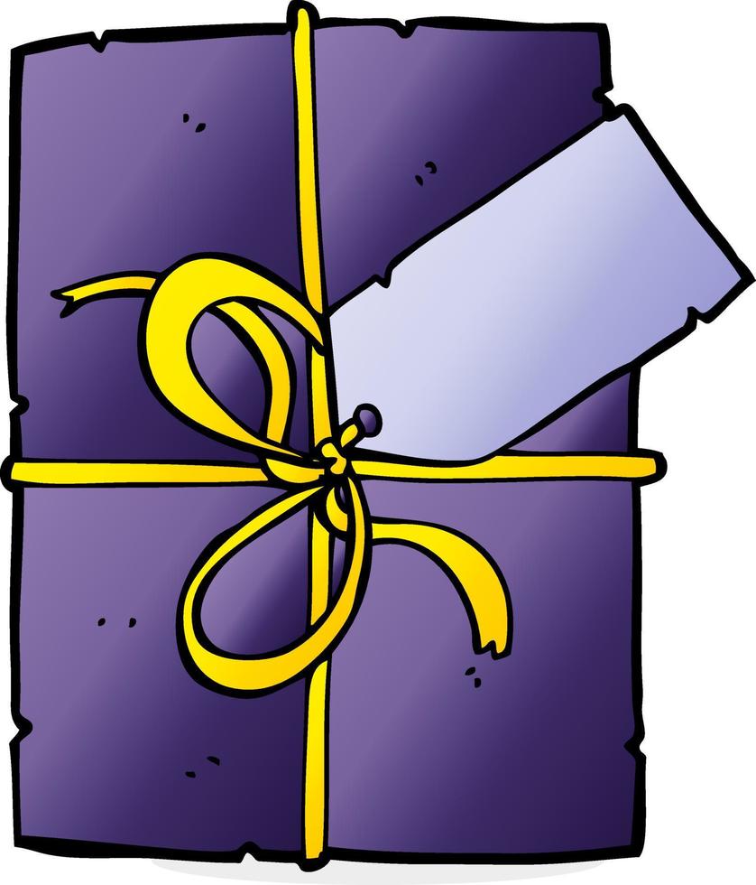 cartoon wrapped present vector