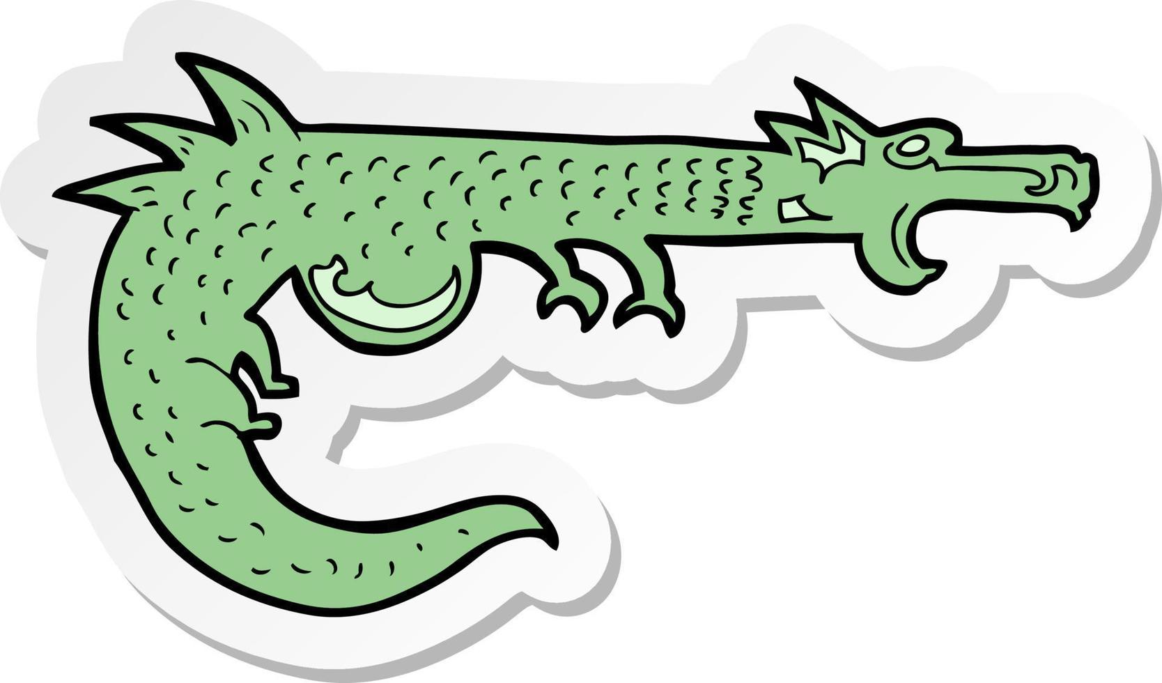 pegatina de un dragón medieval de dibujos animados vector