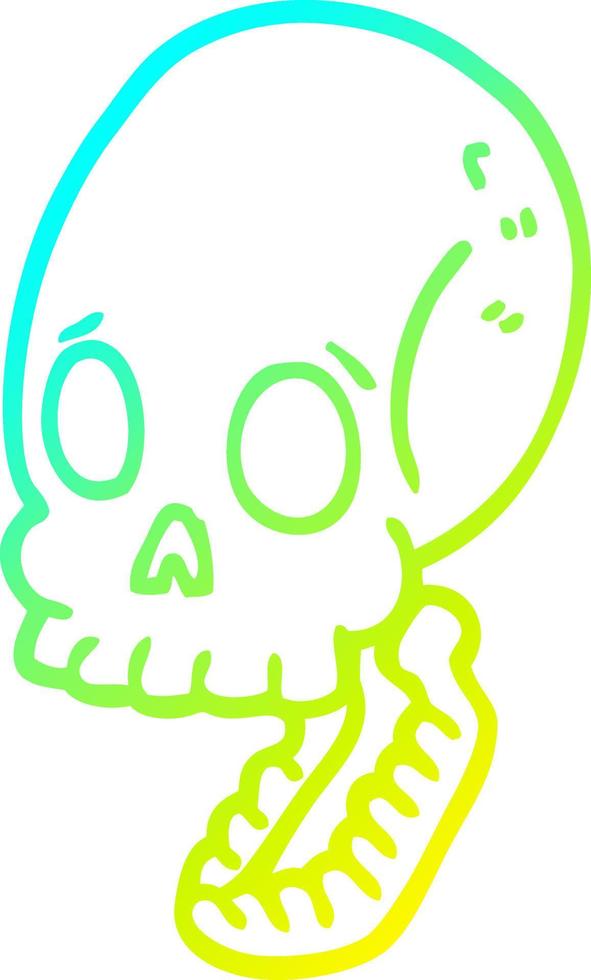 cold gradient line drawing cartoon skull vector
