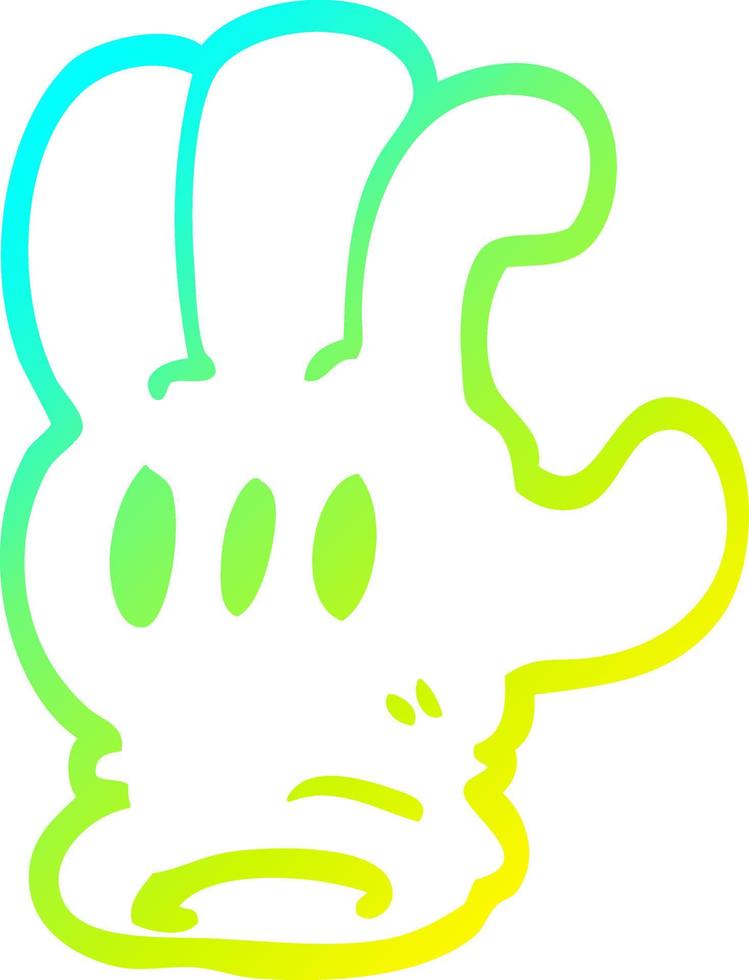 cold gradient line drawing cartoon glove hand vector