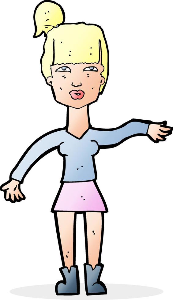 cartoon woman making dismissive gesture vector