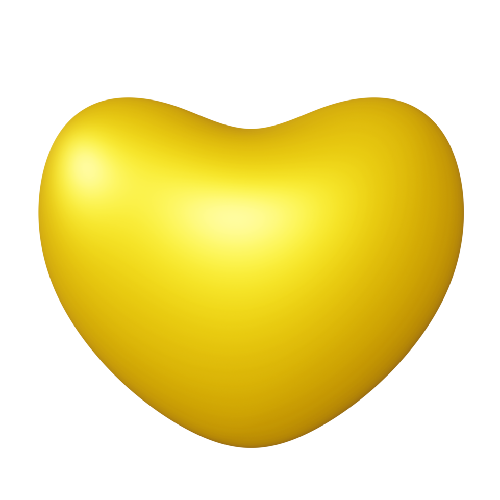 corazón 3d volumétrico de oro realista. separar png