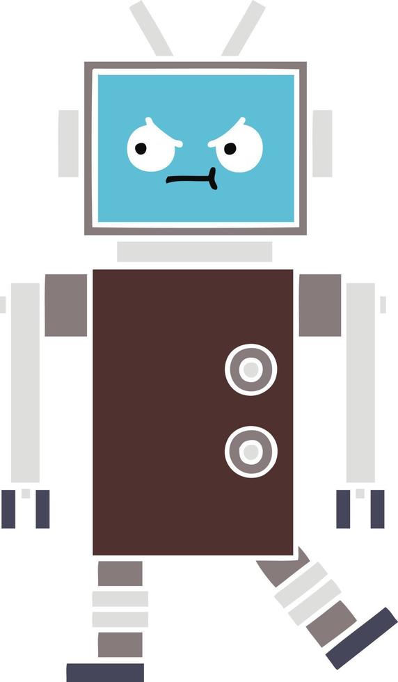 flat color retro cartoon robot vector