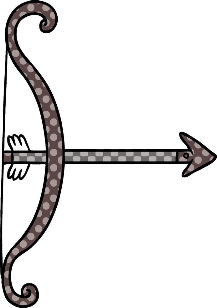cartoon doodle of a bow and arrow vector