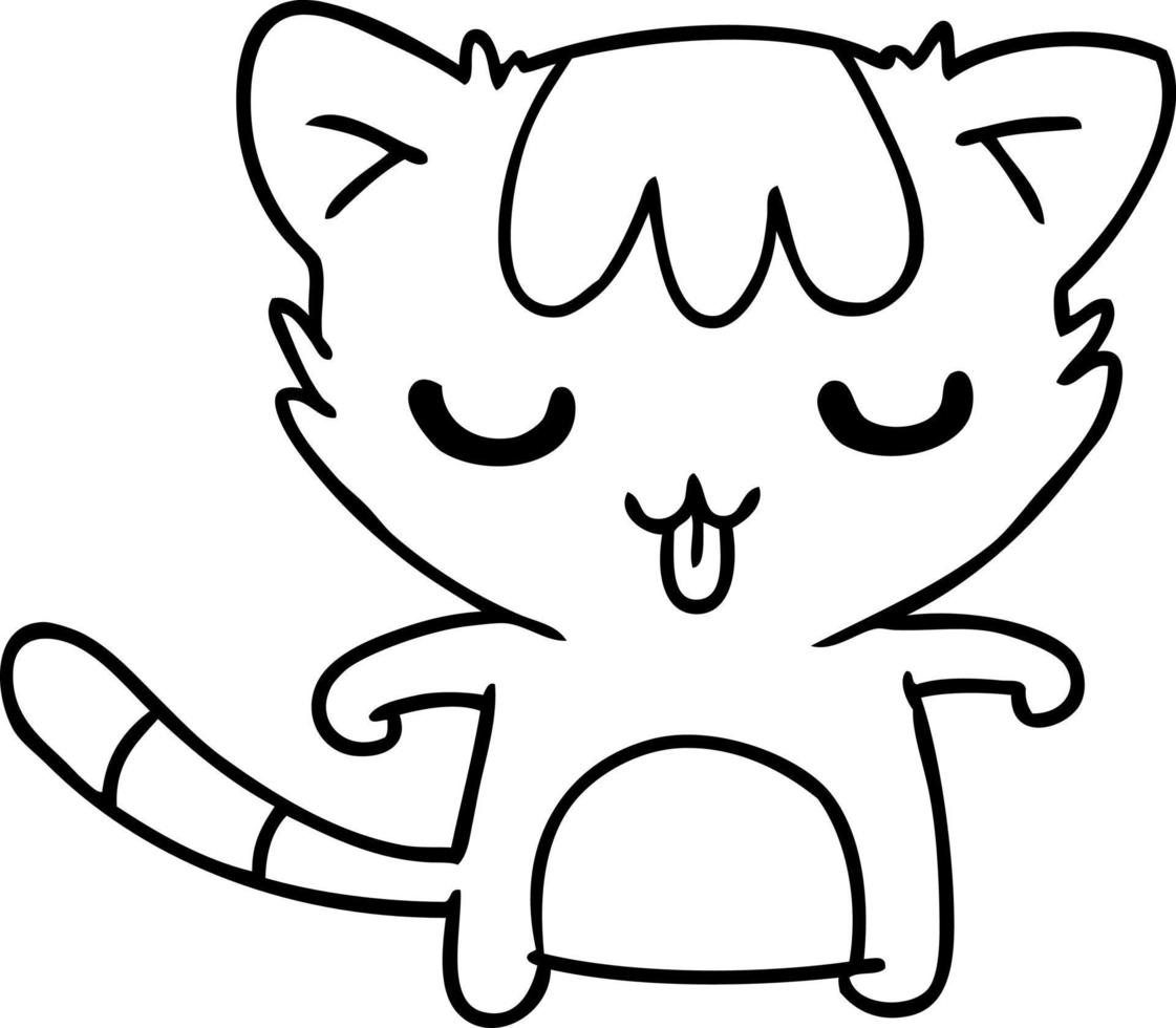 line drawing of a kawaii cute racoon vector