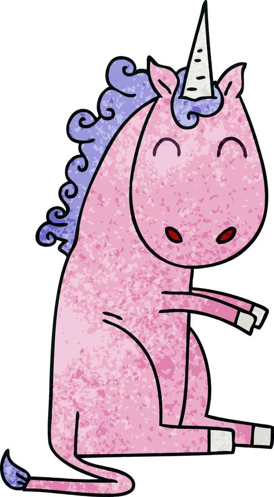 quirky hand drawn cartoon unicorn vector