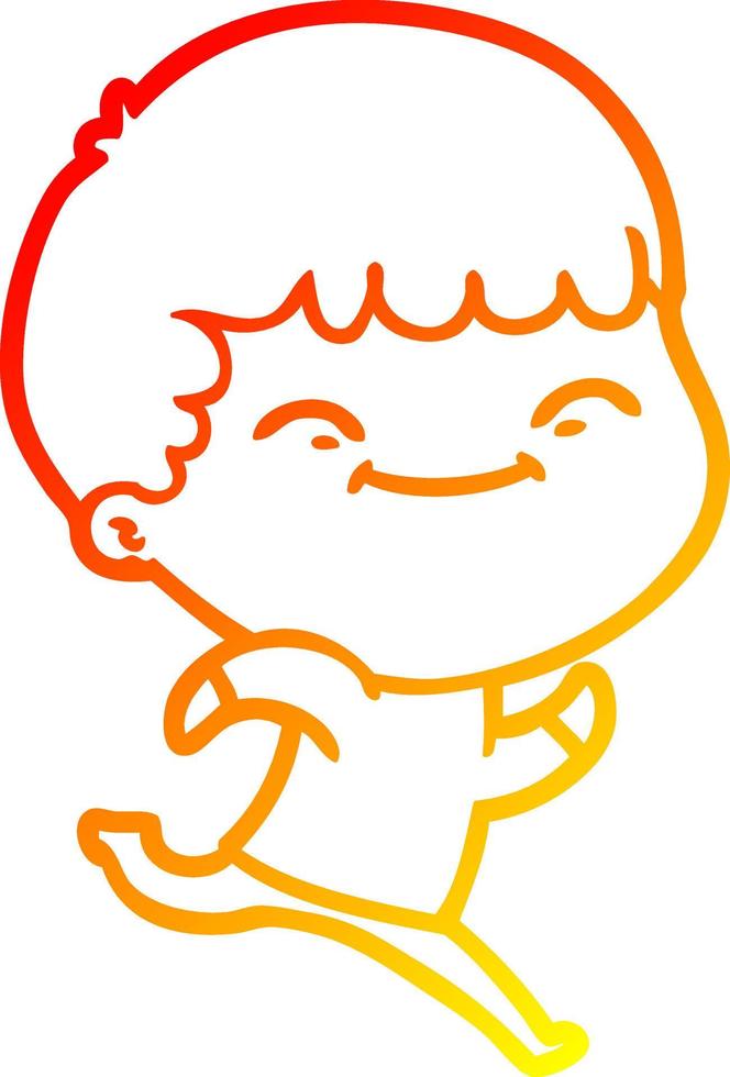 warm gradient line drawing cartoon happy boy vector
