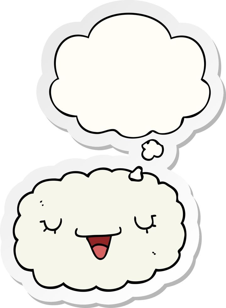 cartoon cloud and thought bubble as a printed sticker vector