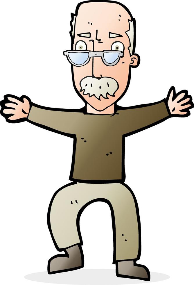 cartoon old man waving arms vector