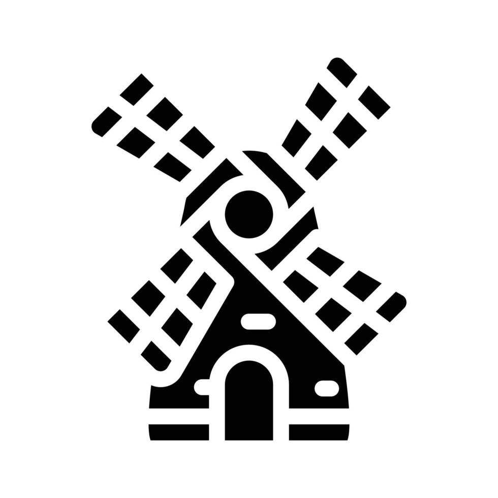 mill building glyph icon vector black illustration