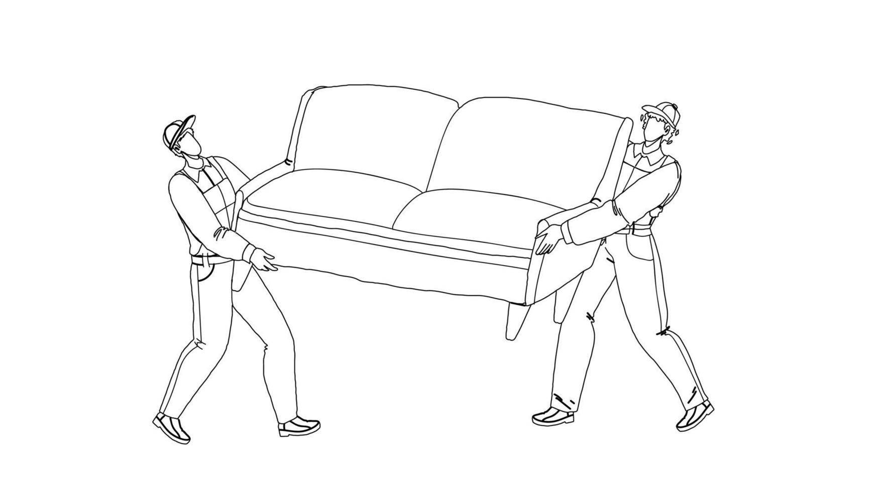 Movers Carry Sofa And Move To New House Vector