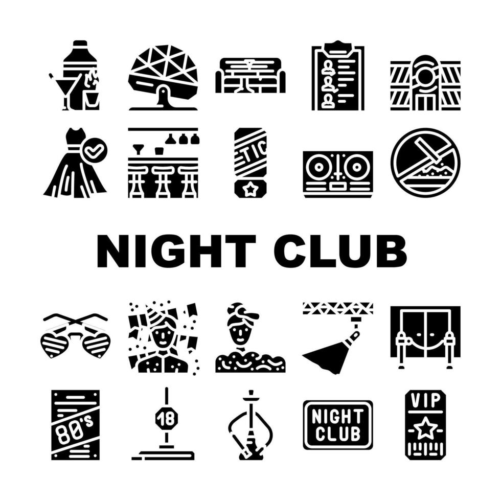 conjunto de iconos de colección de fiesta de baile de club nocturno vector