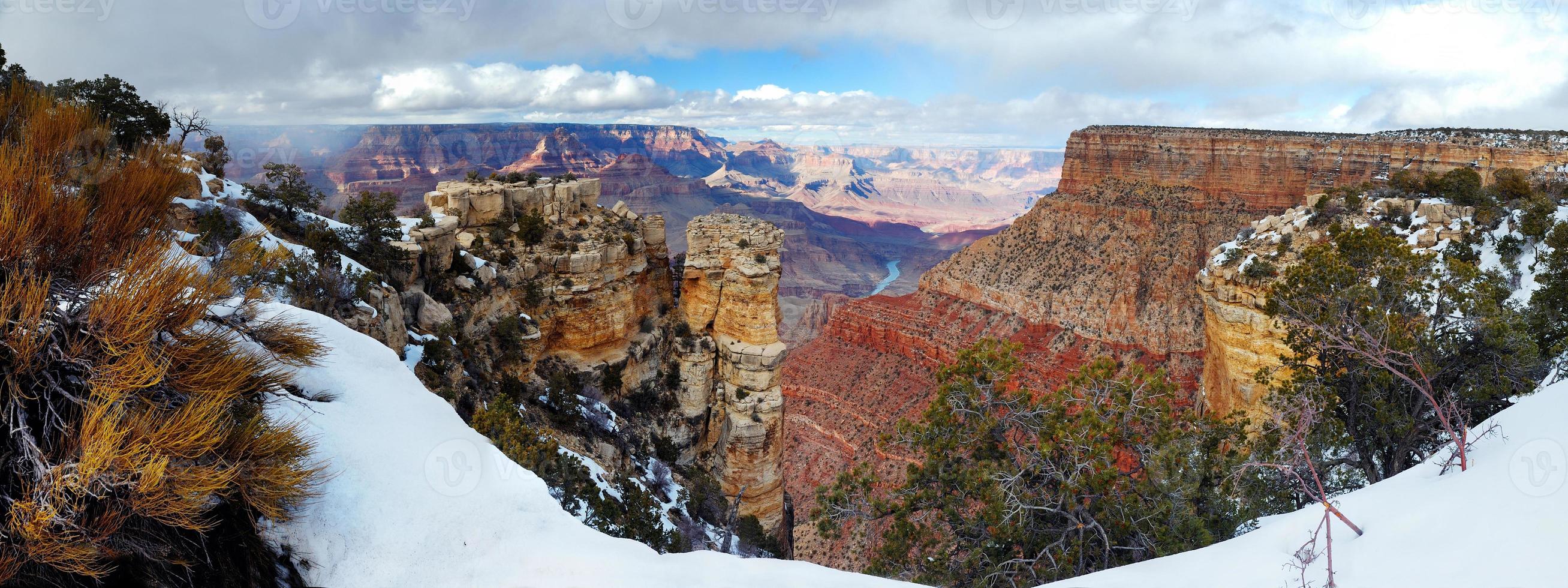 Grand Canyon panorama view in winter with snow photo