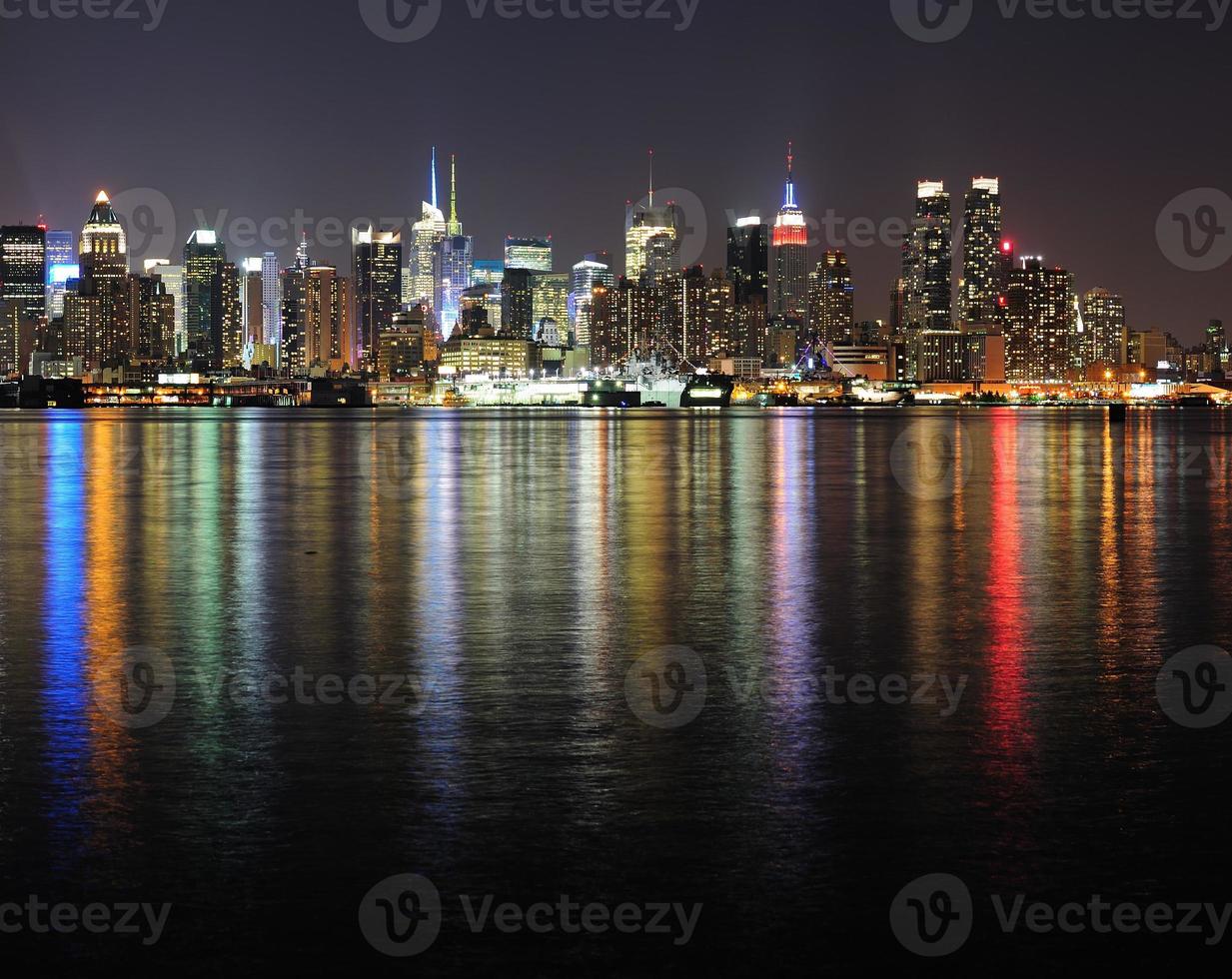 New York City Manhattan midtown skyline at night photo