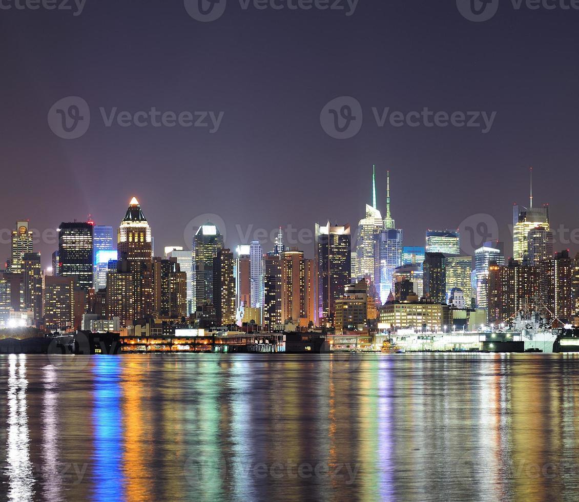 New York City Manhattan midtown skyline at night photo