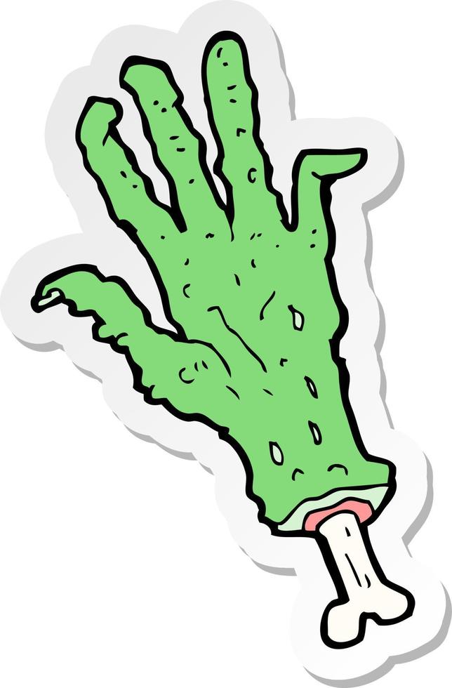 sticker of a cartoon zombie hand vector