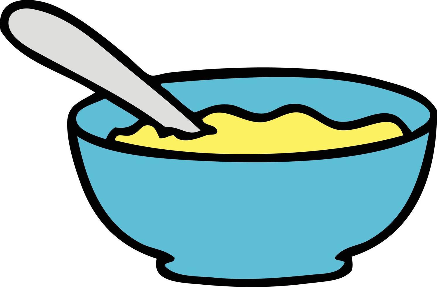 quirky hand drawn cartoon bowl of soup vector