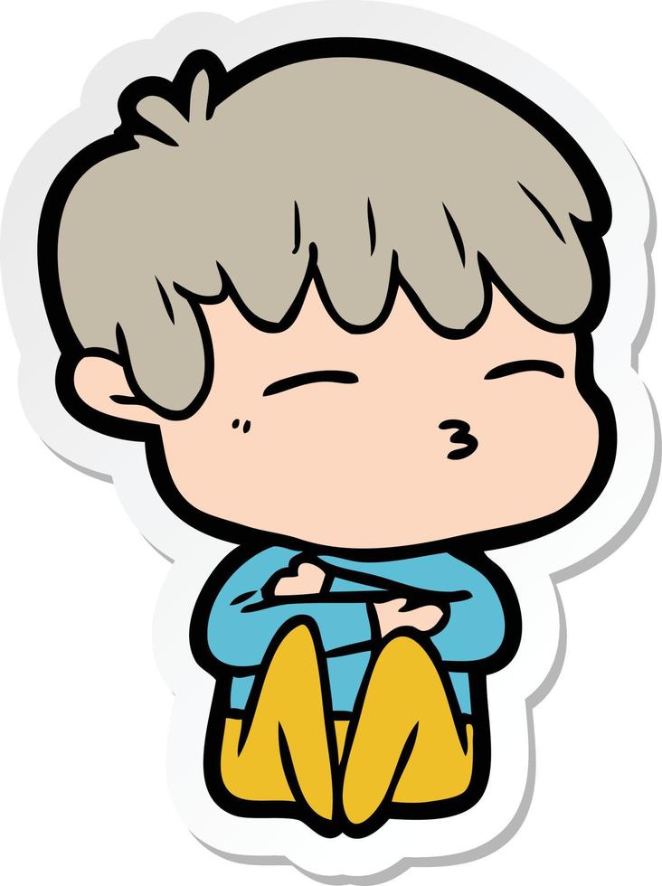 sticker of a cartoon curious boy vector