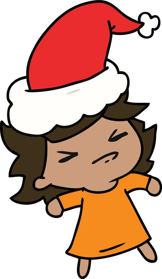 christmas cartoon of kawaii girl vector